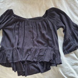 Black off-the-shoulder flowy top